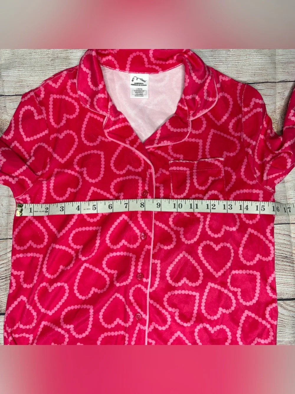 Girls' Red Heart-Print Pajama Set - Long Sleeve Top & Shorts